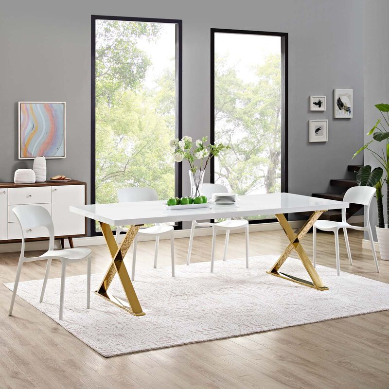 Modway - Sector Dining Table White Gold