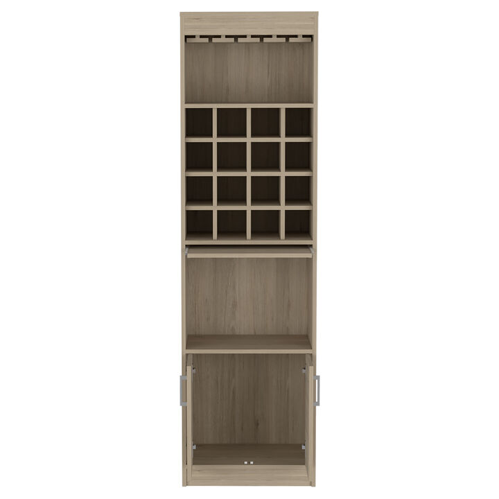 DEPOT E-SHOP Athens Kava Bar Cabinet, 16 Built-in Wine Rack, Two Door Cabinet, Two Shelves, Light Pine