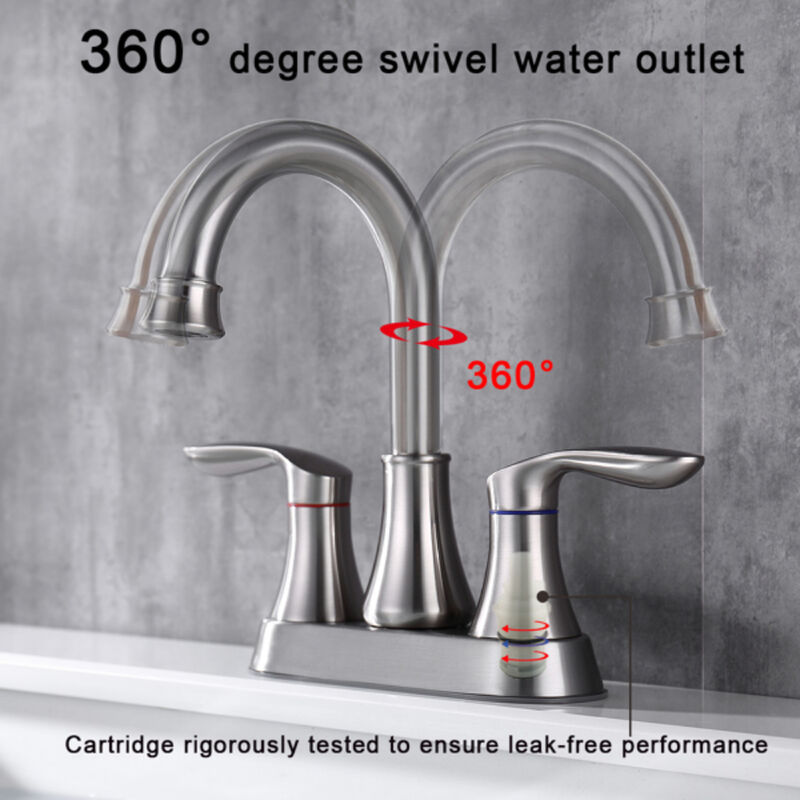 Bathroom Faucet, 2-Handle Vanity Sink Tap with Pop-Up Drain & Supply Lines