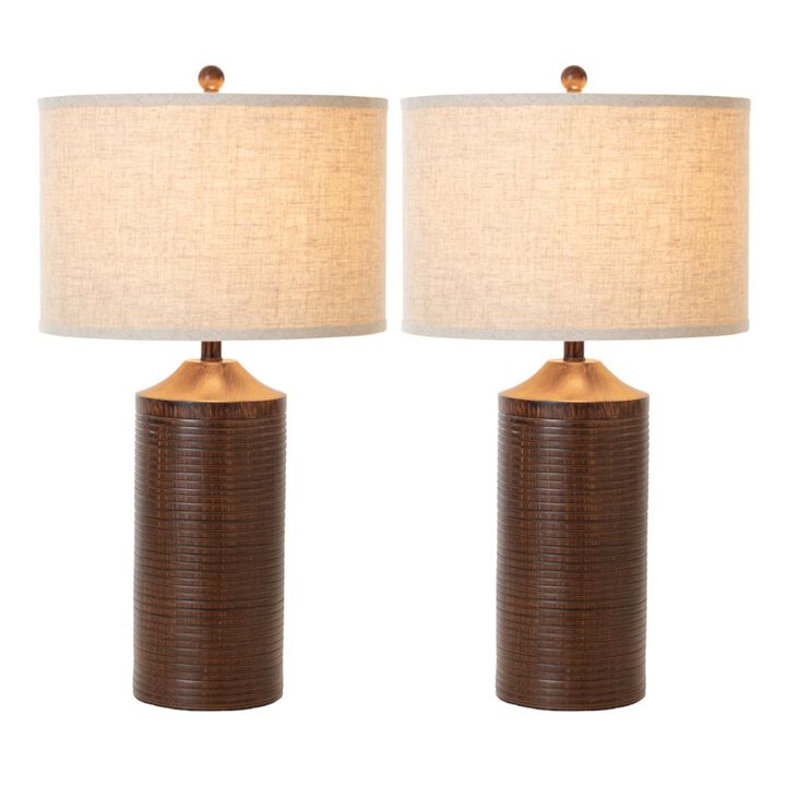 Lux Lighting Parker 31 Brown Polyresin with USB, (Set of 2)