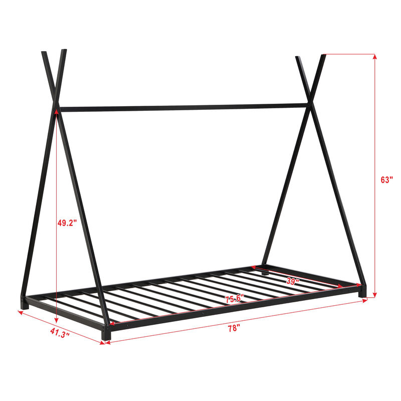 Merax Triangle Structure Metal House Platform Bed Floor Bed