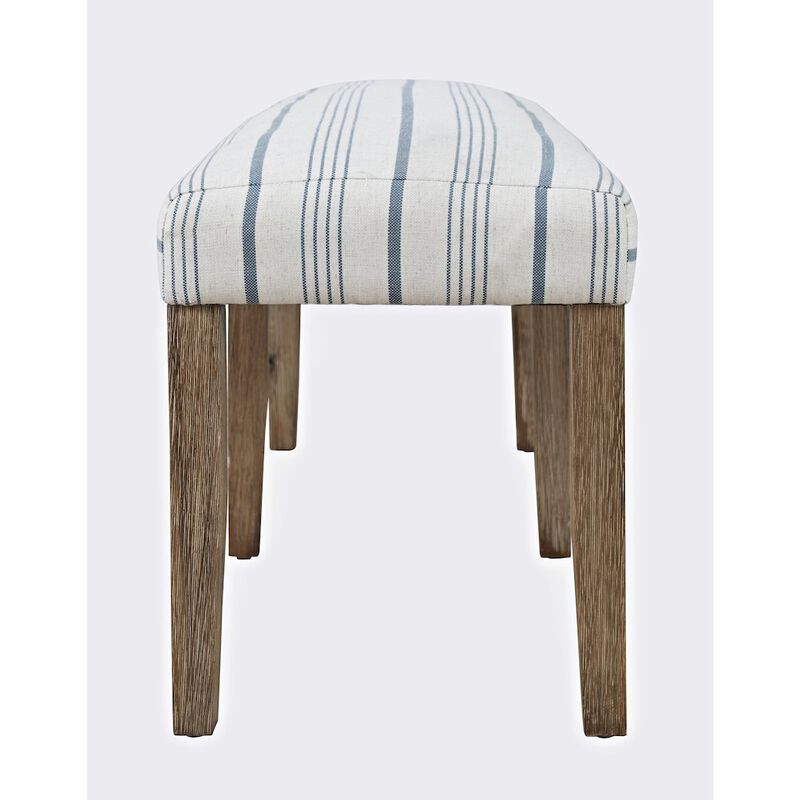 Jofran Eastern Tides Coastal Wire-Brushed Wood 46 Upholstered Dining Bench