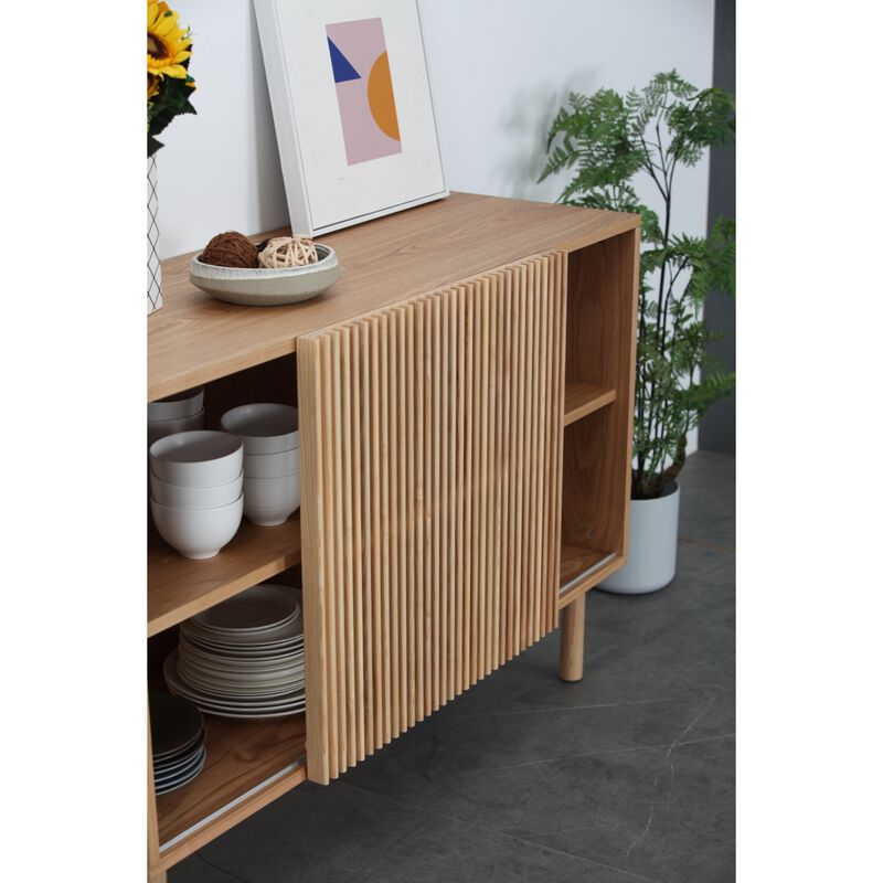 Modern Sideboard With 4 Cabinet, Storage Cabinet, TV Stand, Anti-Topple Design