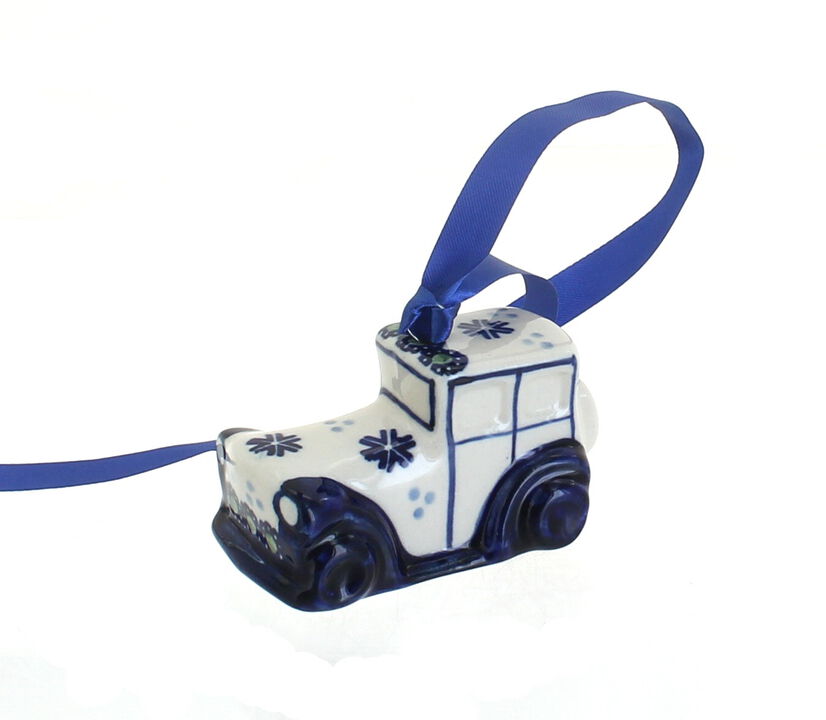 Blue Rose Polish Pottery Festive Fir Deco Auto Ornament