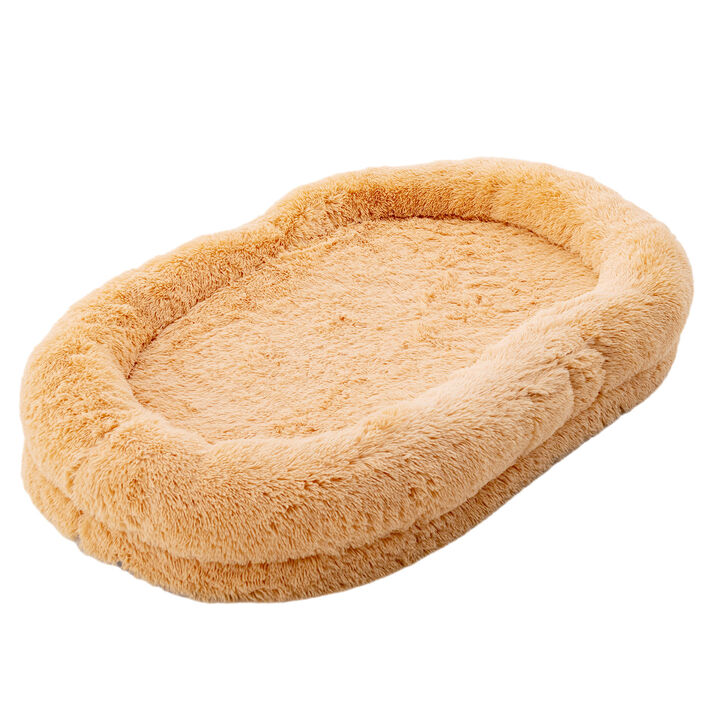 Washable Fluffy Human Dog Bed with Soft Blanket and Plump Pillow – Cozy Pet Bed for Comfort and Rest