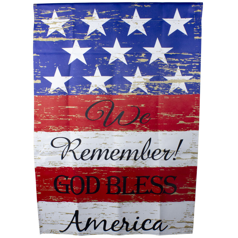 Stars and Stripes "We Remember! God Bless America" Patriotic Outdoor Flag - 40" x 28"