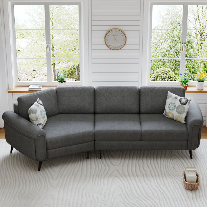 Merax Upholstered 3-seater Sofa Curved Sofa Couch