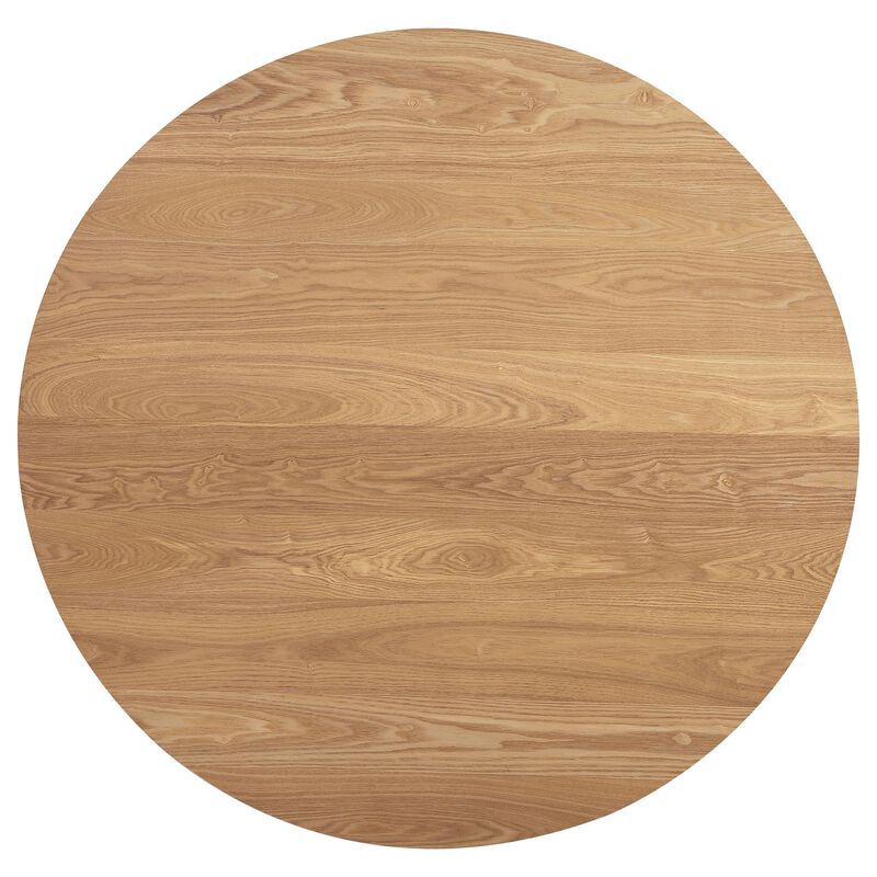 Bradd Dining Table with Natural Brown Wood Details, 48 Inch Round - Benzara