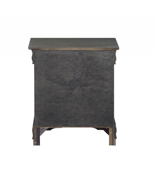 Hivvago Dark Gray Wooden 2 Drawer Nightstand