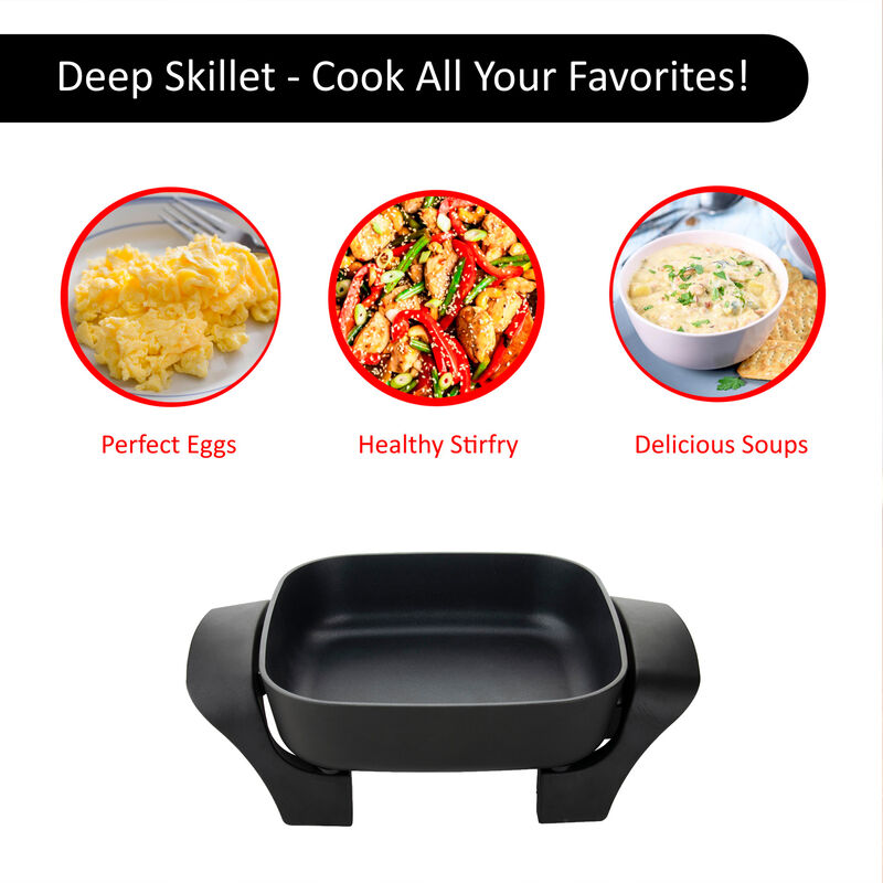 Brentwood SK-46 8-Inch Nonstick Electric Skillet in Black with Lid