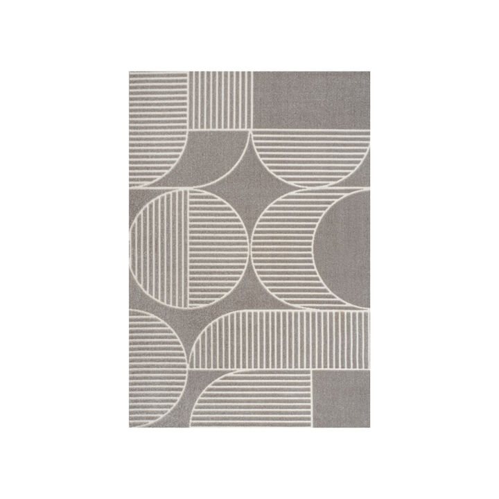 Nordby High-Low Geometric Arch Scandi Striped Indoor/Outdoor Area Rug