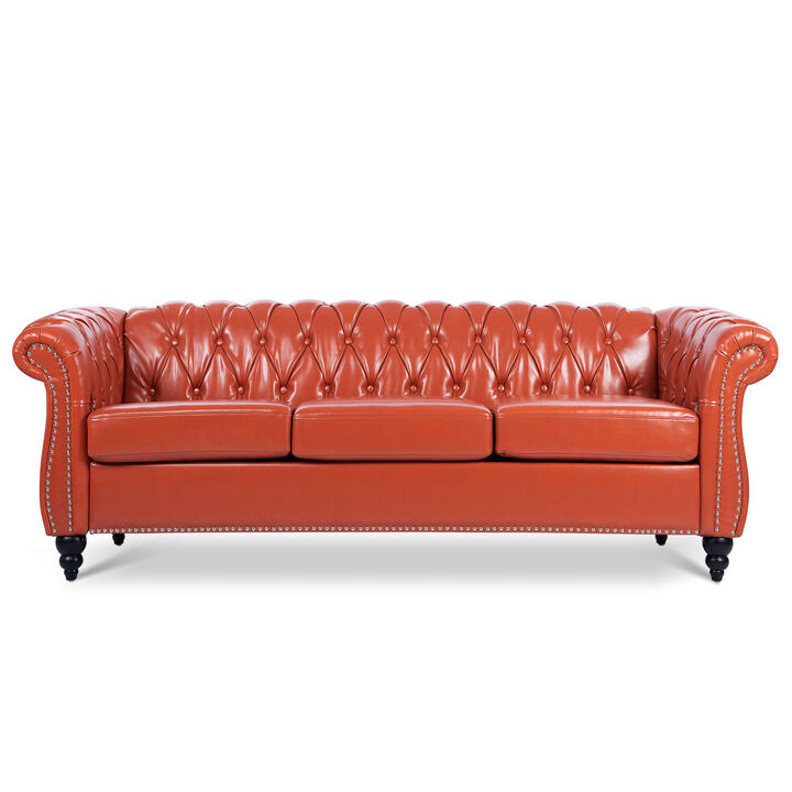 Rolled Arm Chesterfield 3 Seater Sofa