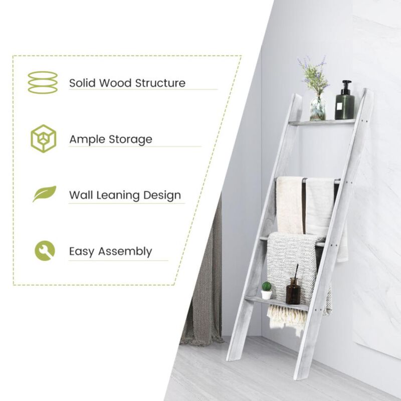 Hivvago 4-Tier Wall Leaning Ladder Shelf Stand
