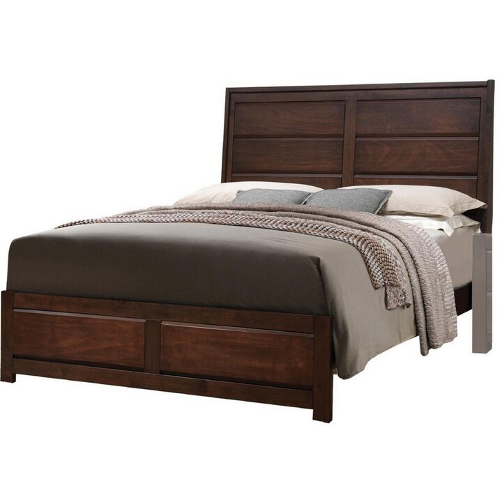 Raised Panel Design Wooden Eastern King Bed with Sleek Legs, Walnut Brown-Benzara