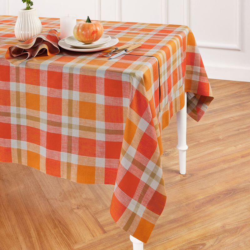 Solino Home 100% Pure Linen Tablecloth | Fall Buffalo Check