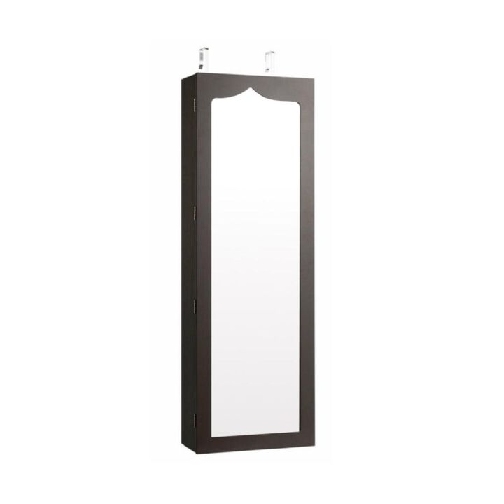 Hivvago Lockable Wall Mount Mirrored Jewelry Cabinet with LED Lights