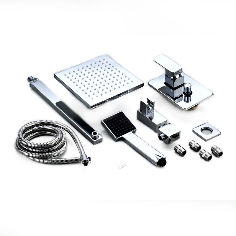 Rainfall Shower Head with Arm, Control Valve, and Handheld Shower Faucet Set for Bathroom Upgrade