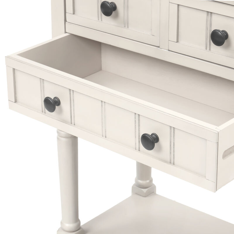 Gewnee Modern Narrow Console Table With Three Storage Drawers, Espresso