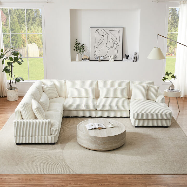 Merax Oversized Corduroy Sectional Sofa