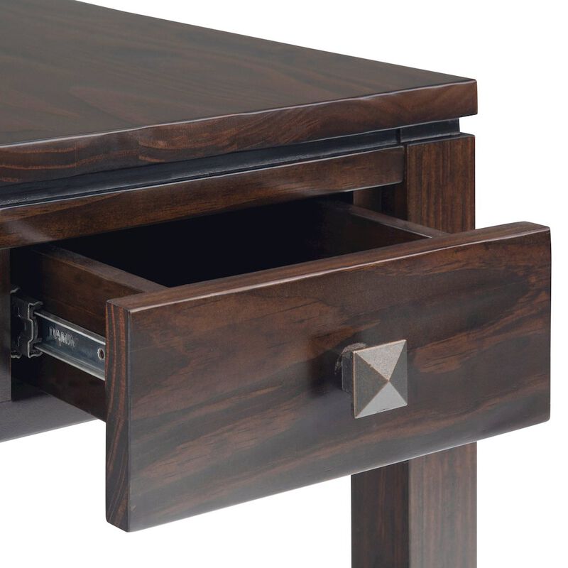 Simpli Home Cosmopolitan Solid Wood Narrow Side Table In Mahogany Brown