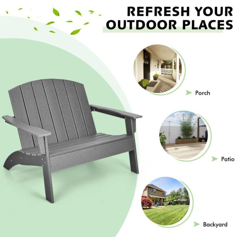 Hivvago HDPE Patio Adirondack Chair for Porch Garden Backyard-Gray