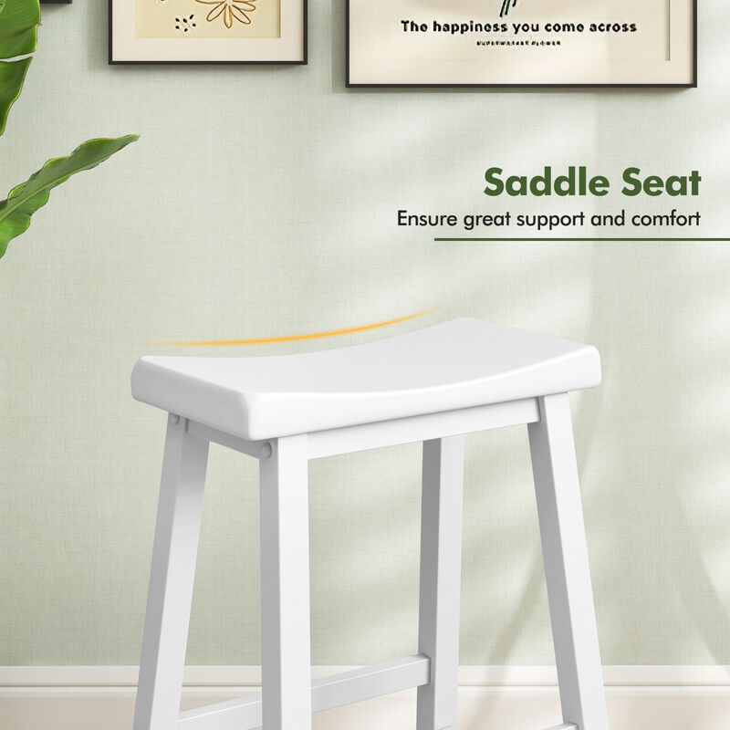 Set of 2 24 Inch Counter Height Stools with Solid Wood Legs