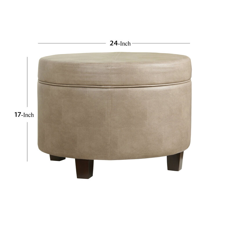 Faux Leather Upholstered Wooden Ottoman with Lift Off Lid Storage, Brown - Benzara