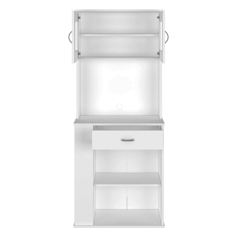 DEPOT E-SHOP Pantry Cabinet 67" H, Two Doors, One Drawer, Two Open Storage Shelves, Two Internal Shelves, Three Open Side Storage Shelves, White
