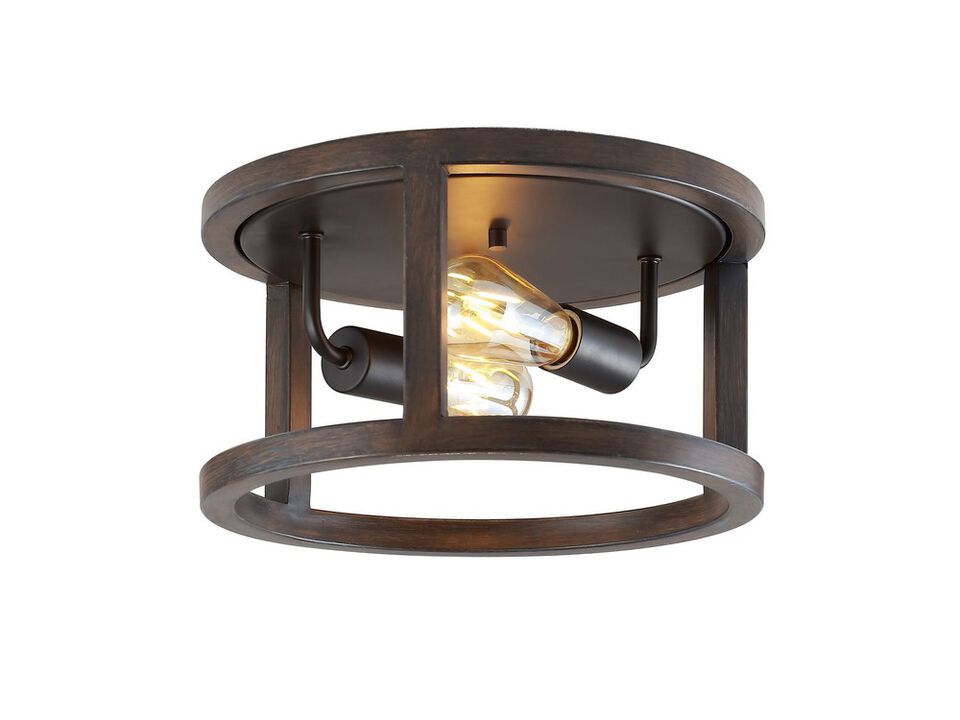 Atelier 2-Light Iron Rustic Industrial LED Flush Mount