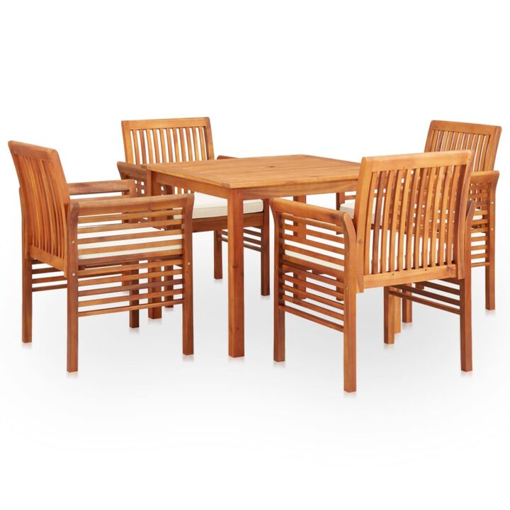 vidaXL 5 Piece Outdoor Dining Set with Cushions Solid Acacia Wood