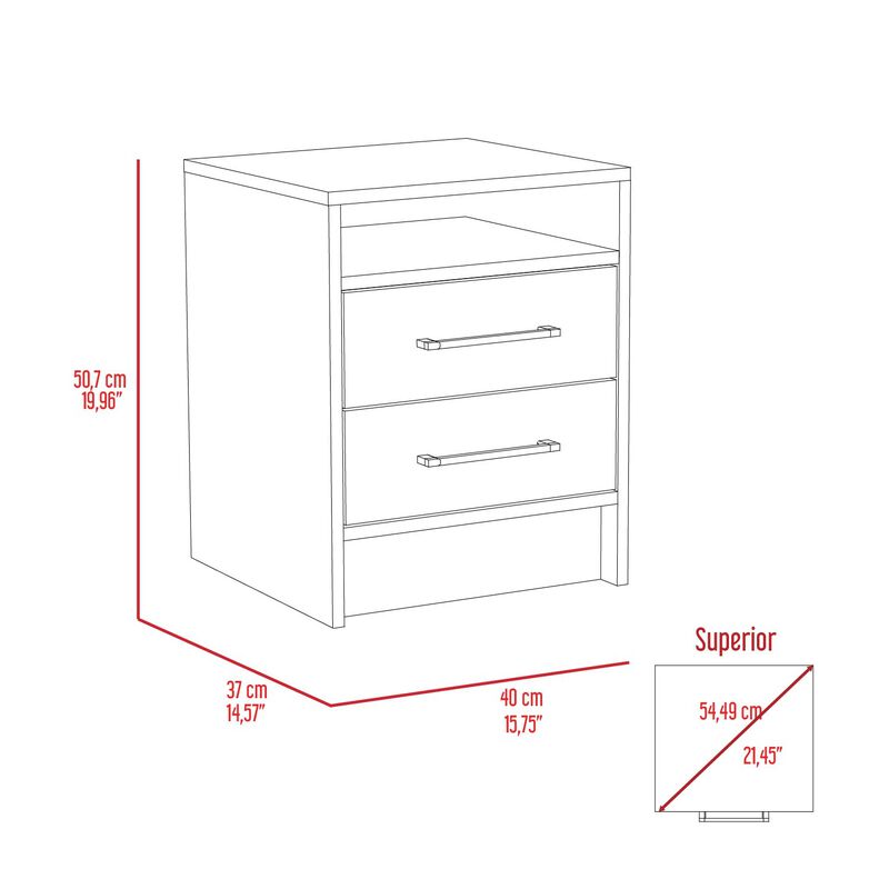 Streamdale Rowley 2-Drawer 1-Shelf Rectangle Nightstand And Light Oak
