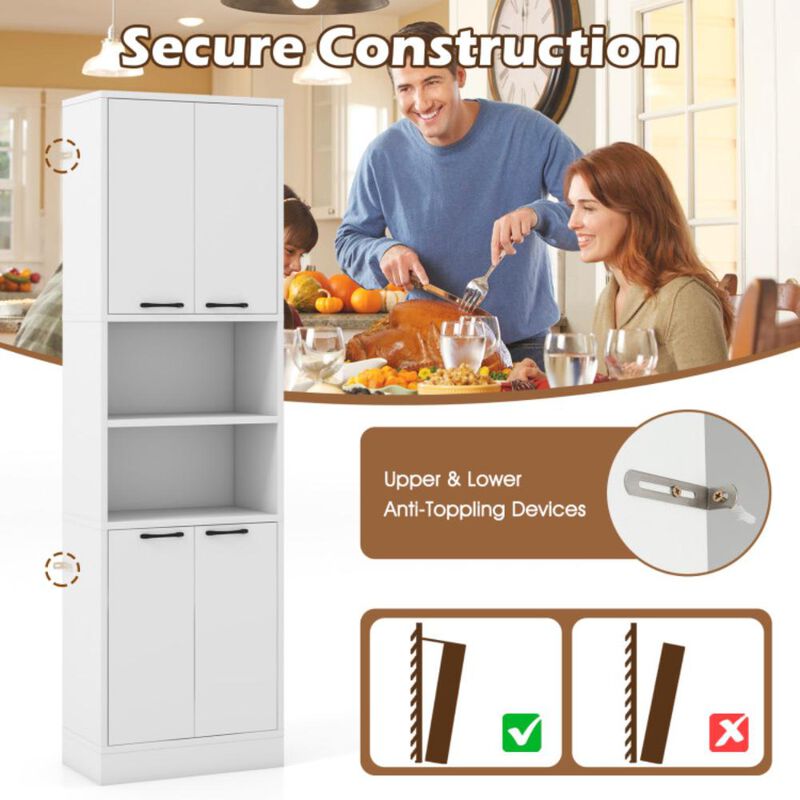 Hivvago 75 Inch Kitchen Pantry Cabinet Tall Cupboard with Doors and Shelves