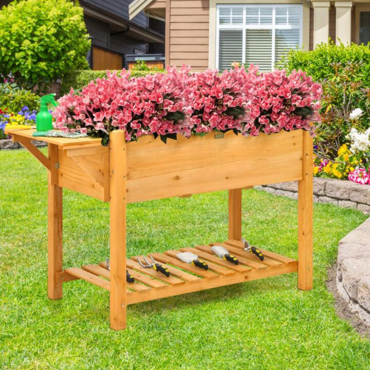 Hivvago Elevated Planter Box Kit with 8 Grids and Folding Tabletop