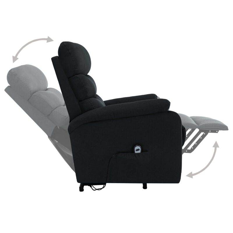 Power Lift Massage Recliner Black Fabric