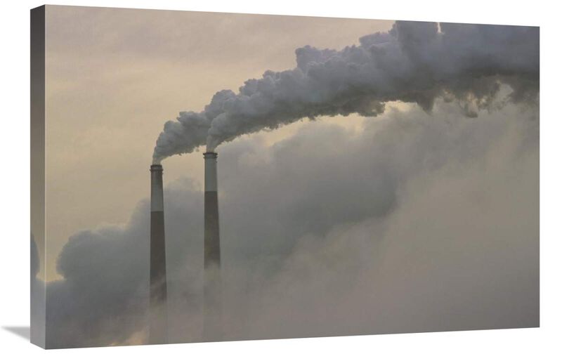 Gas effluence pouring out of smoke stacks at nuclear power plant, upper Ohio River, Ohio-Canvas Art-30x20