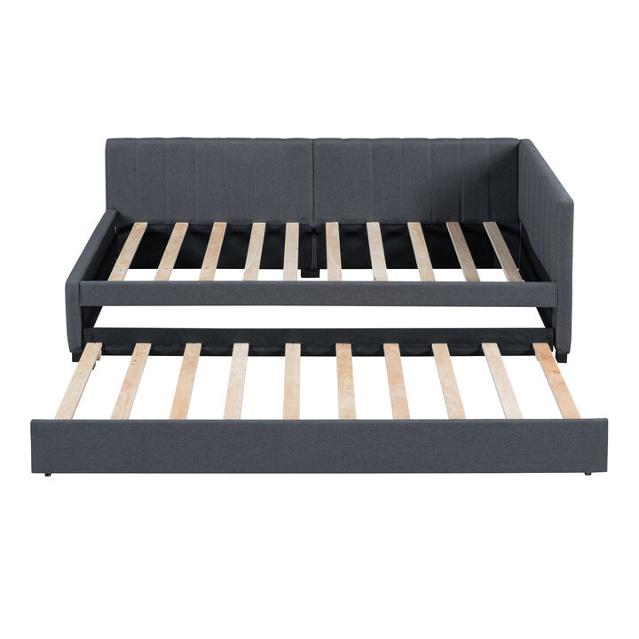 Merax Upholstered Daybed Bed Frame with Trundle