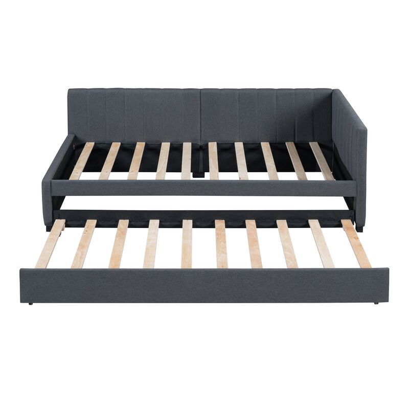 Merax Upholstered Daybed Bed Frame with Trundle