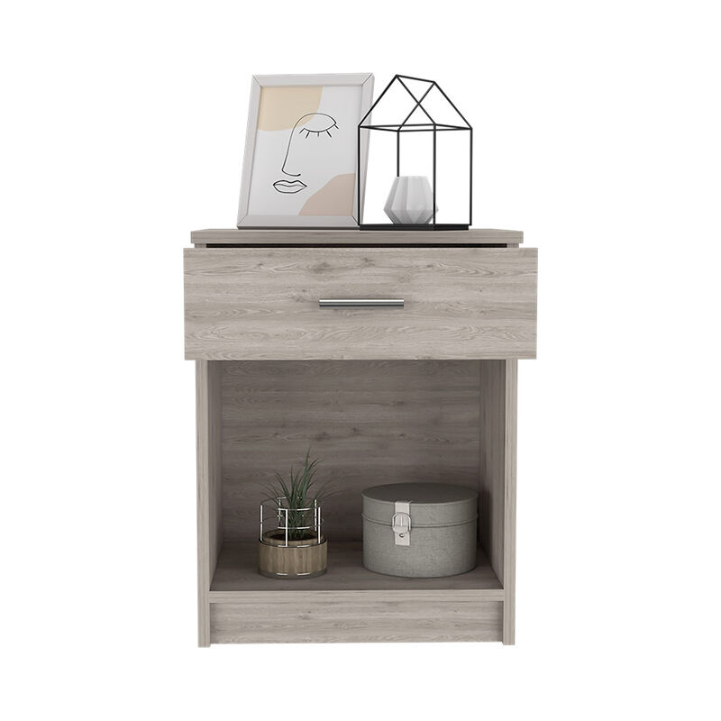 Streamdale Eco Nightstand, Superior Top, One Drawer, Lower Shelf - Light Gray