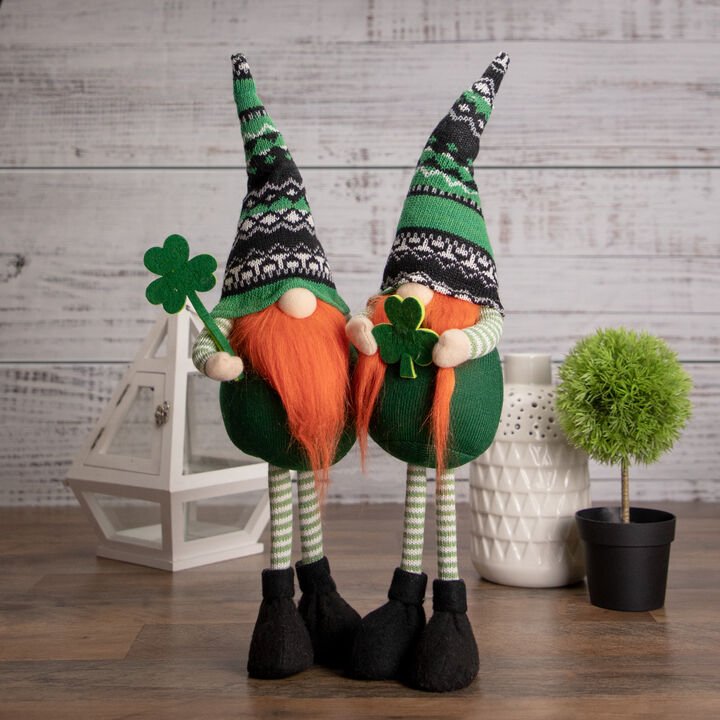 19" Green and Black Leprechaun Girl Gnome Standing St Patrick's Day Figure
