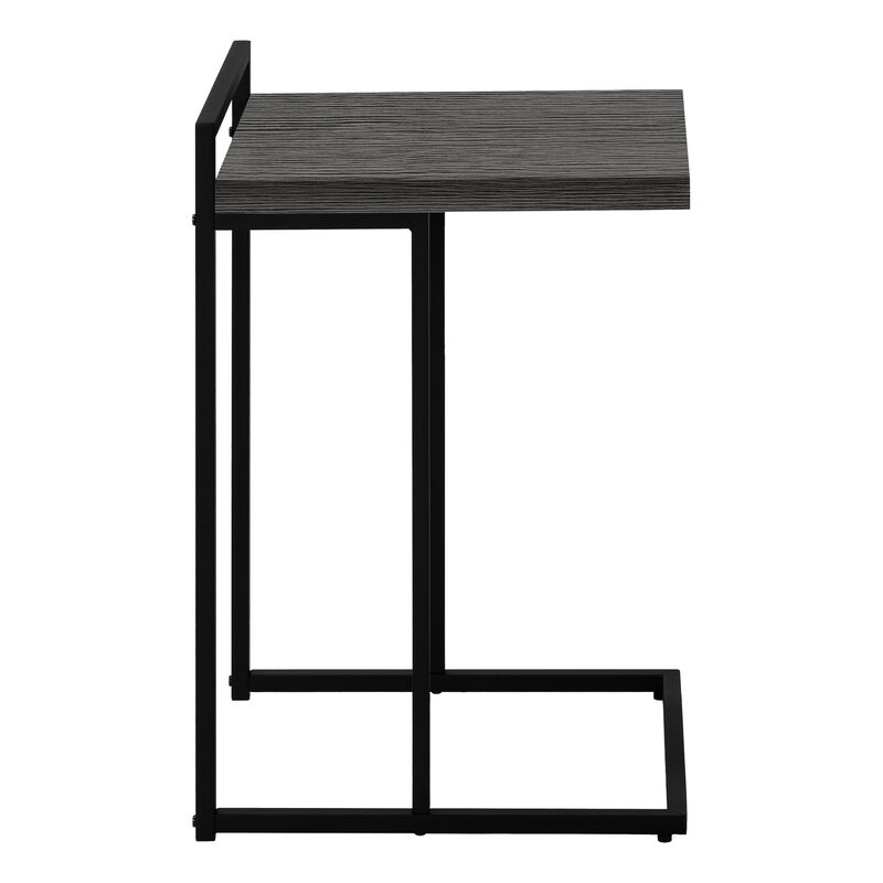 Monarch Specialties I 3634 Accent Table, C-shaped, End, Side, Snack, Living Room, Bedroom, Metal, Laminate, Grey, Black, Contemporary, Modern