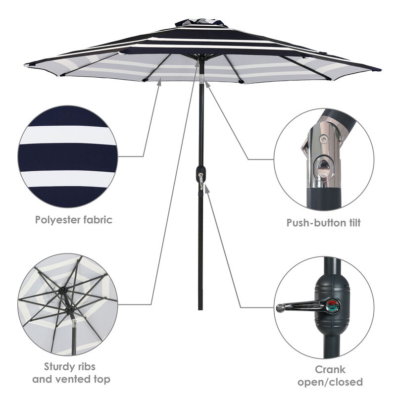 Sunnydaze 9 ft Aluminum Patio Umbrella with Tilt and Crank
