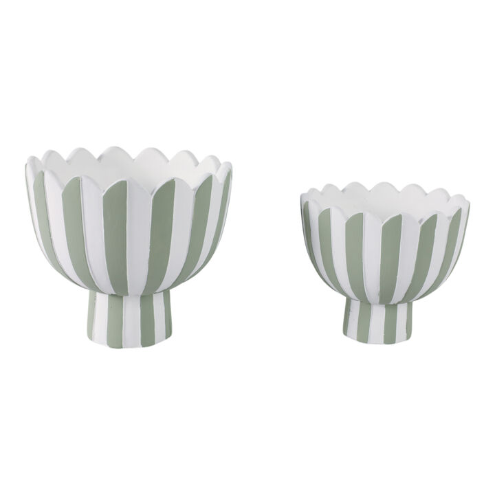 Scallop Edge Striped Planters Set