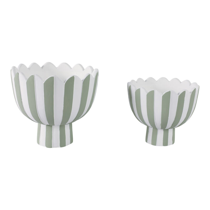 Scallop Edge Striped Planters Set
