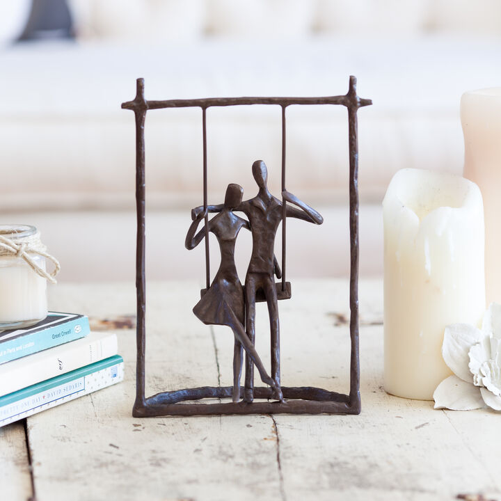 Couple on a Swing Cast Bronze Sculpture