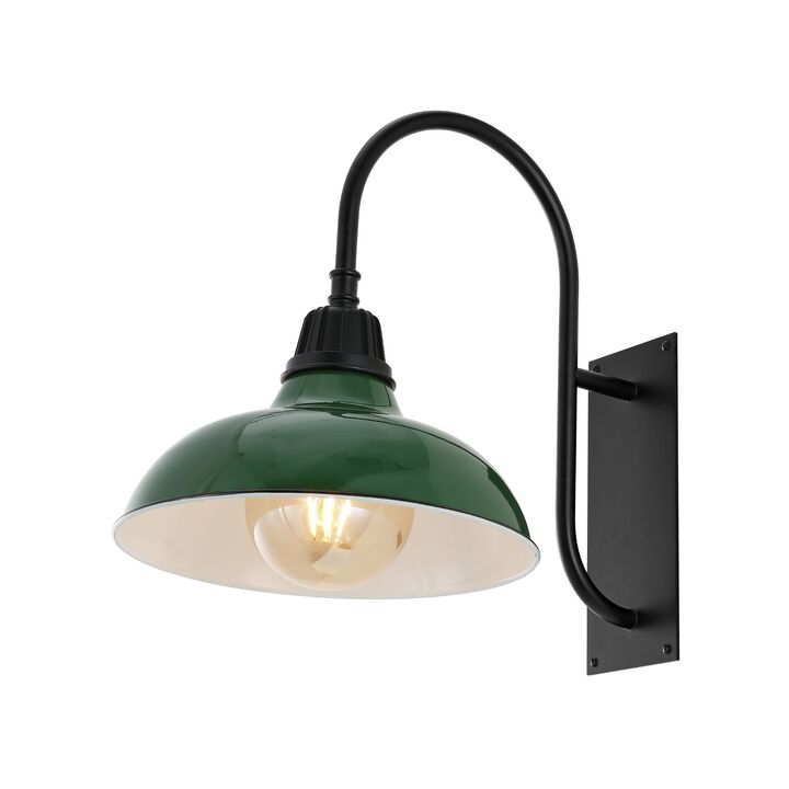 Stanley Farmhouse Industrial Indoor/Outdoor Iron LED Gooseneck Arm Outdoor Sconce