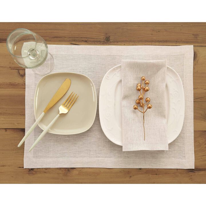 Solino Home 100% Pure Linen 14 x 19 Inch Placemats Set of 6 | Athena