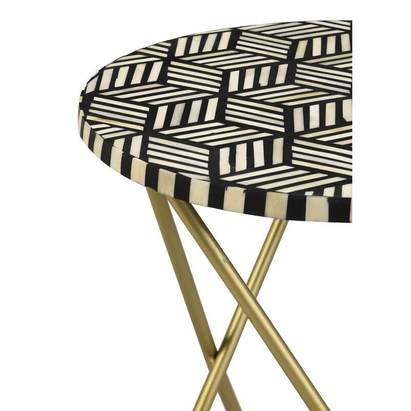 Xenia Round Accent Table with Hairpin Legs Black and White