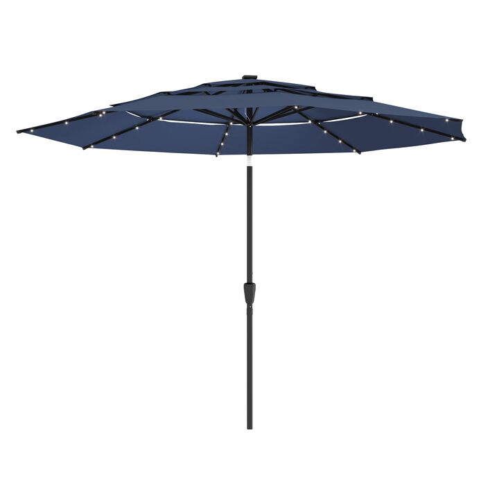 FUFU&GAGA 11ft Outdoor 3-Tier Patio Umbrella with 32 Solar Lights, Adjustable Tilt & Crank (130" W x 130" D x 98.4" H)