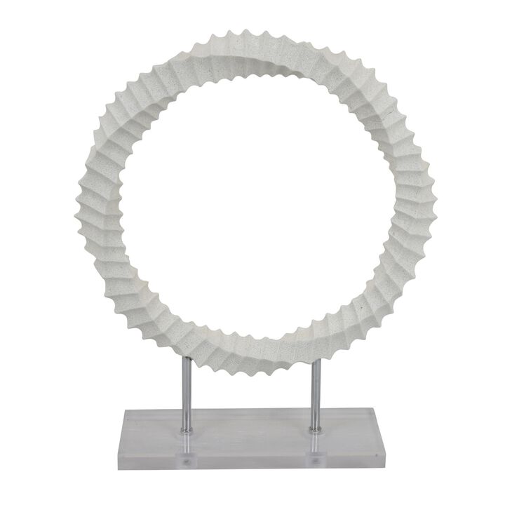 Saina Tabletop Decor, White Acrylic Base, Twisted Design, 17 Inch - Benzara