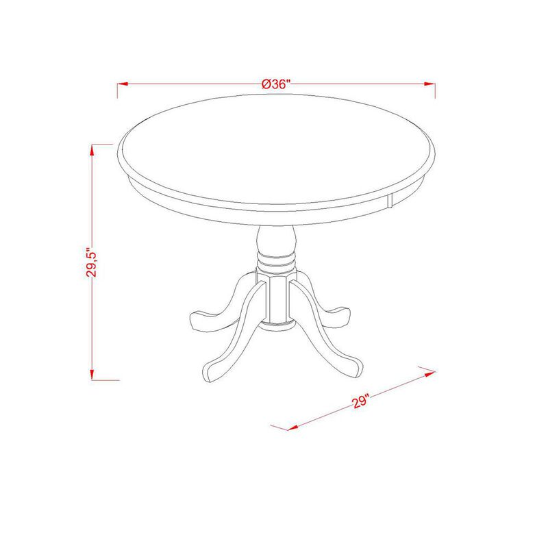 East West Furniture Antique  Table  36  Round  with  Oak  Finish